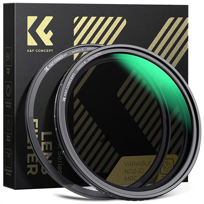 K&F CONCEPT 82mm Magnetic Variable ND Lens Filter ND2-ND32 (1-5 Stops) + 82mm Basic Ring Kit, No X Cross Magnetic Adjustable Neutral Density Filter with 28 Multi-Layer Coatings (Nano-X Series)