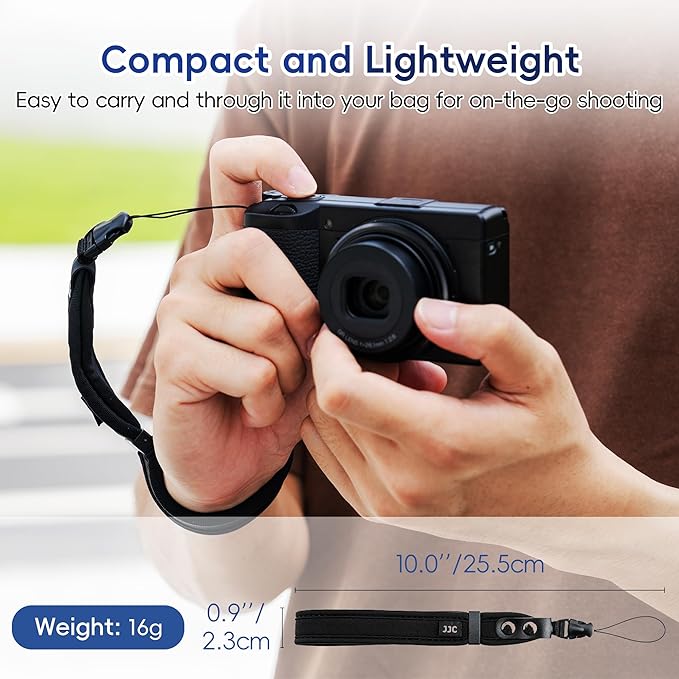 JJC Camera Wrist Strap, Soft Neoprene Hand Strap for Sony ZV-1 RX100 VI V IV III II VA Ricoh GR IV GR IIIx GR III HDF Canon EOS R100 G7X Mark III II G9X Mark II & More Compact Mirrorless Camera