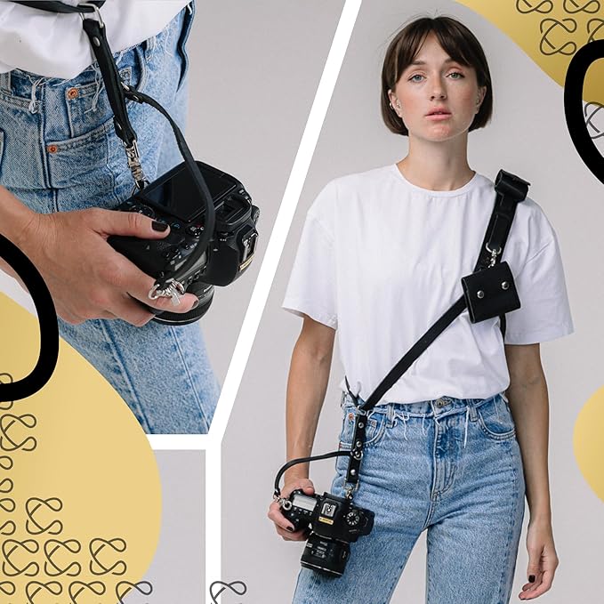 C Coiro Leather Camera Strap for One Camera Professional Single Leather Harness Shoulder Strap Quick Release