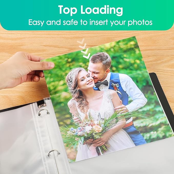 MaxGear 30 Pack 8x10 Photo Sleeves for 3 Ring Binder (60 Pictures), Heavy-Duty Archival Page Protectors, 1-Pocket Clear Photo Album Refill Pages, Plastic Seed Binder Pages 8.5x11, Acid-Free