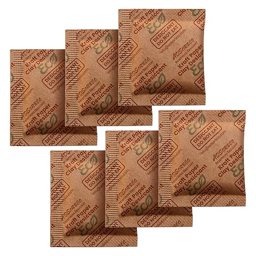ADSorbco 2g x 100 Pack Bentonite Clay Desiccant Packs– Food Grade Moisture Absorbers for Pet Food, Tea, Dry Grains, Spices, Storage Bins – Silica Gel Packets Alternative, Desiccant Packs for Storage
