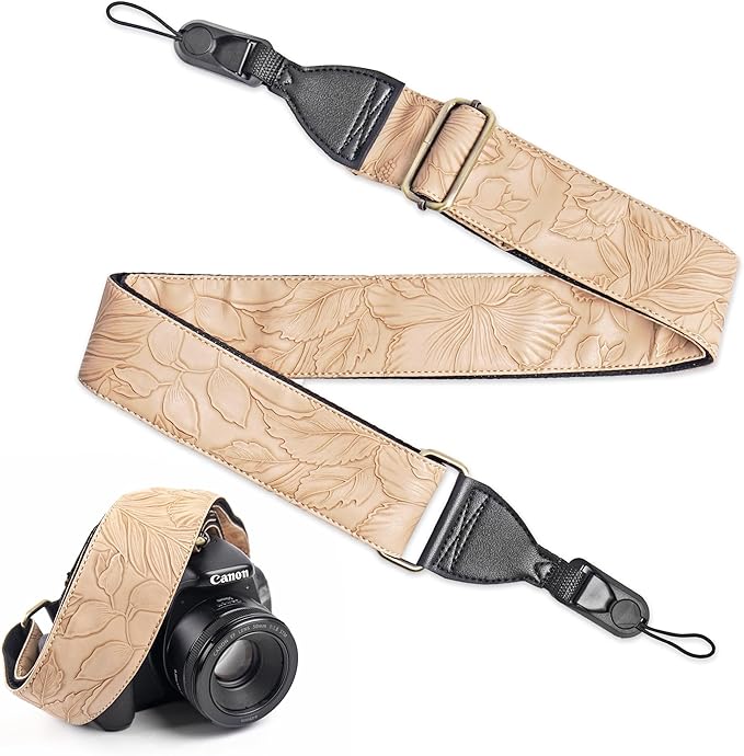 QIELIZI Lifestyle Camera Strap,Vintage Adjustable Vintage Neck & Shoulder Strap for All DSLR Cameras