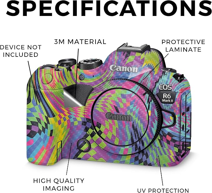 Carbon Fiber Camera Skin Compatible with Canon EOS R6 Mark II Camera (2022) - Dancefloor Trip - Premium 3M Vinyl Protective Wrap Decal Cover - Easy to Apply | Crafted in The USA by MightySkins