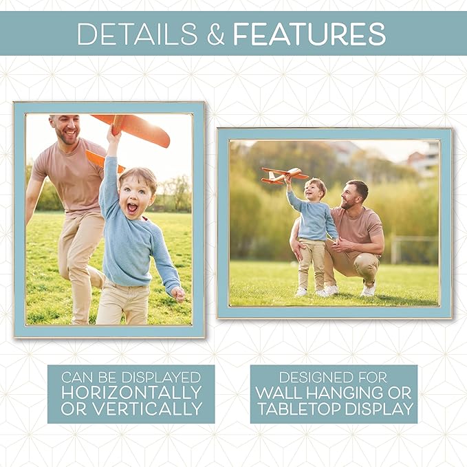 Sheffield Home Tabletop Picture Frame – Iron Enamel Decorative Display Frame for Home or Office, 4x6 Inch, Light Blue