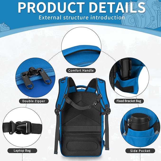 Camera Backpack, Hardshell DSLR Photography Camera Bag with Rain Cover, Waterproof Hard Shell Camera Case with Tripod Holder & 15.6" Laptop Compartment Compatible with Canon/Nikon/Sony/DJI Mavic Drone