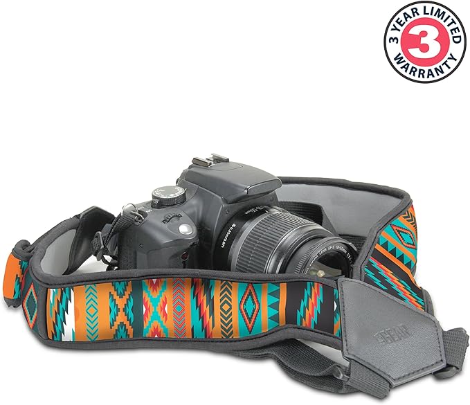 USA Gear DSLR Camera Strap Chest Harness with Quick Release Buckles, Southwest Neoprene Pattern and Accessory Pockets - Compatible with Canon, Nikon, Sony Point and Shoot and Mirrorless Cameras