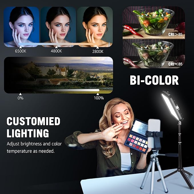 2-Pack Portable Photography Lighting Kit, Arsoer 8" 2800K-6500K Dimmable Studio Lights with Tripod, USB Powered Video Light for Photography/Zoom/Video Conference/Live Streaming/YouTube/Tiktok/Ins