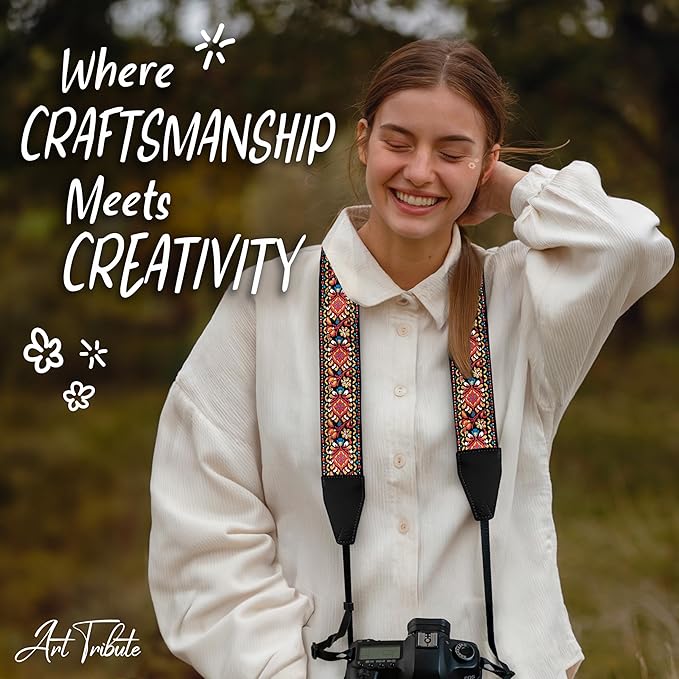Art Tribute Camera Strap for All DSLR and Mirrorless Cameras. Add Your Name Or Initials Make It a Personalized Gift
