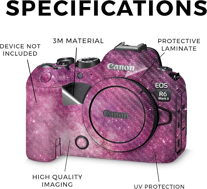 Carbon Fiber Camera Skin Compatible with Canon EOS R6 Mark II Camera (2022) - Pink Stars - Premium 3M Vinyl Protective Wrap Decal Cover - Easy to Apply | Crafted in The USA by MightySkins