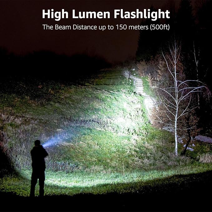 Lighting EVER LED Flashlights High Lumens, Small Flashlight, Waterproof, Adjustable Focus Flash Light for Outdoor, Emergency, AAA Batteries Included, Tactical & Camping Accessories