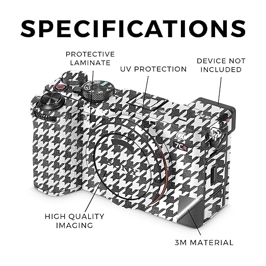 Glossy Glitter Camera Skin Compatible with Sony Alpha 7CR Camera (2023) - Houndstooth - Premium 3M Vinyl Protective Wrap Decal Cover - Easy to Apply | Crafted in The USA by MightySkins