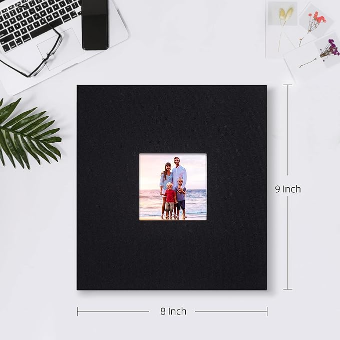 Mublalbum Small Photo Album 4x6 200 Photos Linen Cover Picture photo Book with 200 Horizontal Pockets for Wedding Family Anniversary Baby (Black)