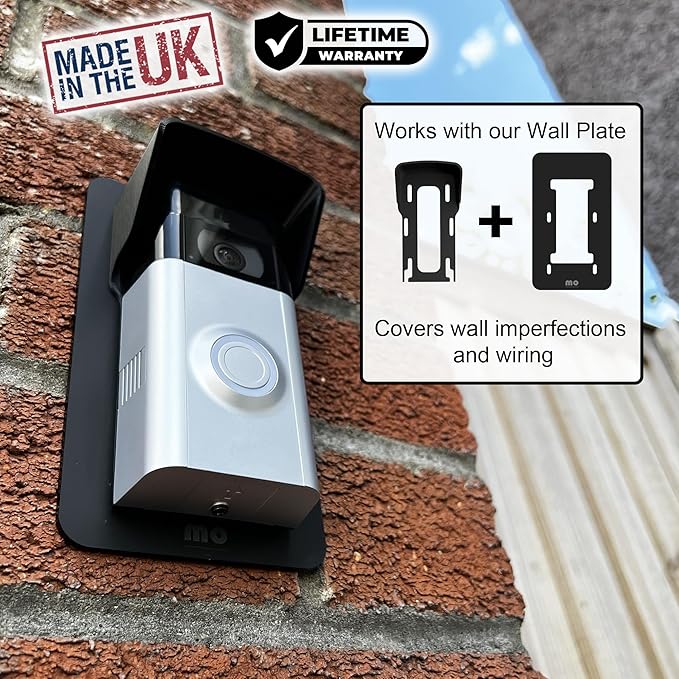 Video Doorbell No Drill Rain Cover Compatible with RingDoorbell Battery Doorbell & Older 1/2/3/4 2nd Gen & 3 Plus Rain Shield Anti-Glare Protection Weather Protector Height Adjustable