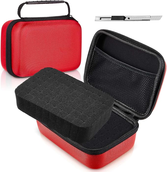 Relaxweex EVA Hard Case with Customizable Foam 12.6 x 8.27 x 3.5 Inch Protective EVA Carrying Case Shockproof Outdoor for Camera, Digital Products, Electronic Instruments with Knife, Red