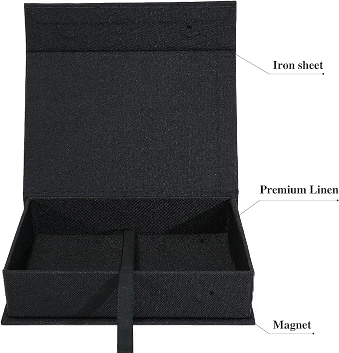 Yopih 4x6 Linen Photo Storage Box - Ideal for Preserving and Organizing Your Precious Photos, Certificates, Scrapbooking Supplies, Keepsakes, and Jewelry Black