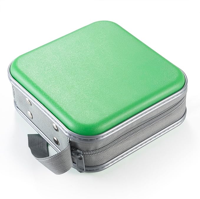 alavisxf xx CD Case, 48 Capacity Hard Plastic DVD Case Portable Zipper CD Holder Large Storage Disc Wallet Bag for Car Home Travel (Green, 48 Capacity)