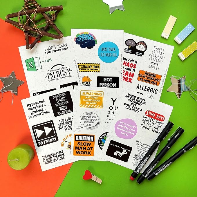 BulbaCraft 100Pcs Funny Work Stickers for Adults, Stickers for Adults Work, Adulting Decals Work, Coworker Laptop Decals, Gifts for Women & Men