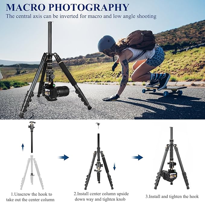 77" Aluminum Camera Tripods & Monopods, Victiv Compact Travel Tripod for Camera DSLR, Spotting Scope,Telescope, Binoculars, Porfessional Heavy Duty Camera Tripod Stand for Photography Video Recording