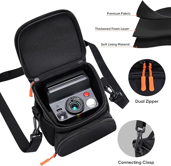 KANG YU Camera Sling Bag Compatible with Polaroid Now+ Generation 3rd/2nd/1st I-Type, Crossbody Camera Bag Compatible with Polaroid Now Instant Camera, Camera Carrying Case with Adjustable Strap
