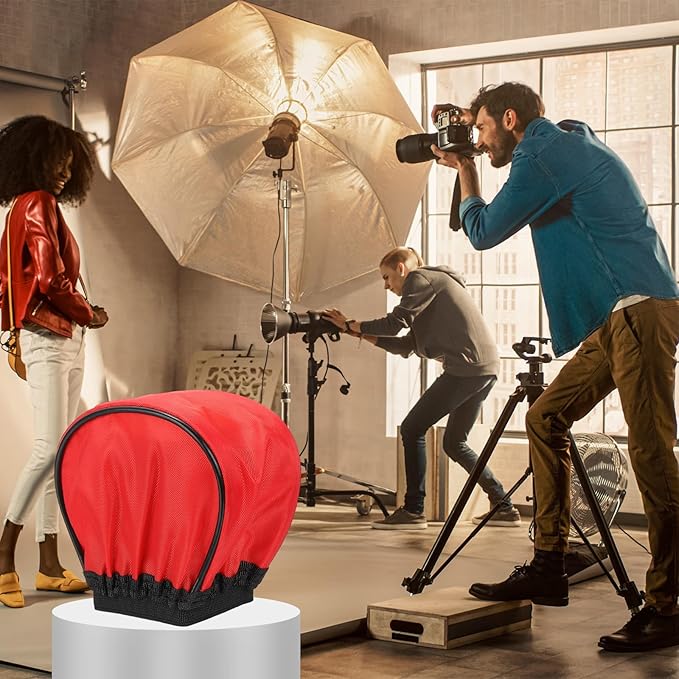 PATIKIL 3.7" x 3.5" Soft Mini Flash Diffuser Cap, 4 Pack Universal Elastic Flash Diffuser Cover for DSLR Camera Flashlight, Red