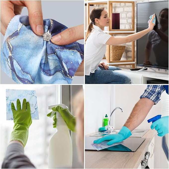 24 Pcs Marble Eyeglasses Cleaning Cloths Microfiber Lens Cleaning Cloths Soft Reusable Glasses Tools for Eyeglasses Camera Lens Cell Phone Screen Glasses 6 x 6 Inches