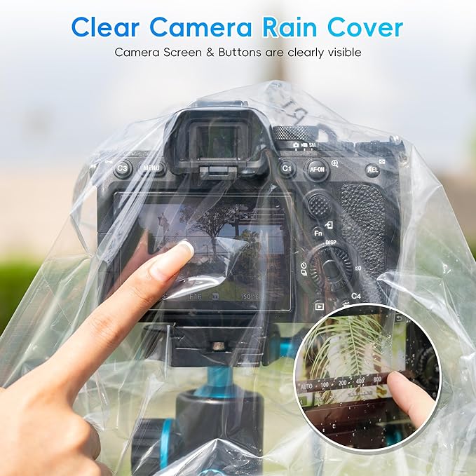 2 Pack Camera Rain Cover Clear Sleeve Protector for Sony A7R V A7 IV A7S III II A6700 A6600 A6500 A6400 A6300 A6100 A6000 A7C Nikon Z8 Z5 Z50 Z30 Z7 Z6 II D780 D7500 D5600 D3500 P1000