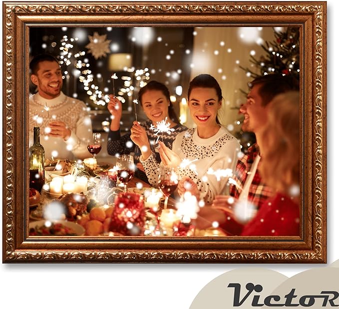 VictoR Picture Frame Chagall 8,5x11 Brown Gold - Vintage Picture Frames with Shutterproof Acrylic Glass - 8,5 x 11 Photo Frame - Brown Picture Frames - Antique - only for hanging