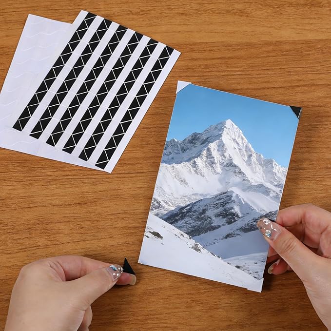 TIESOME 2040 Pcs Photo Corner Stickers, Clear Stickers, 20 Sheets Clear Self Adhesive PVC Photo Corners for Scrapbooking, Picture Frames, Albums & Journals (White + Black)