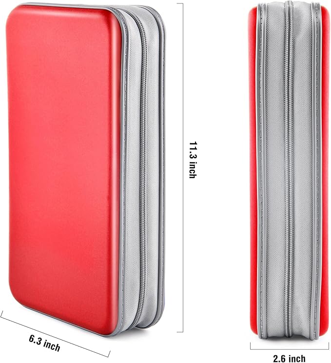 DVD Case, Bivisen CD Case Holder Wallet Binder 96 Capacity CD/DVD Cases Storage Holder Binder Organizer Wallet Book for Car Home Travel (Red)
