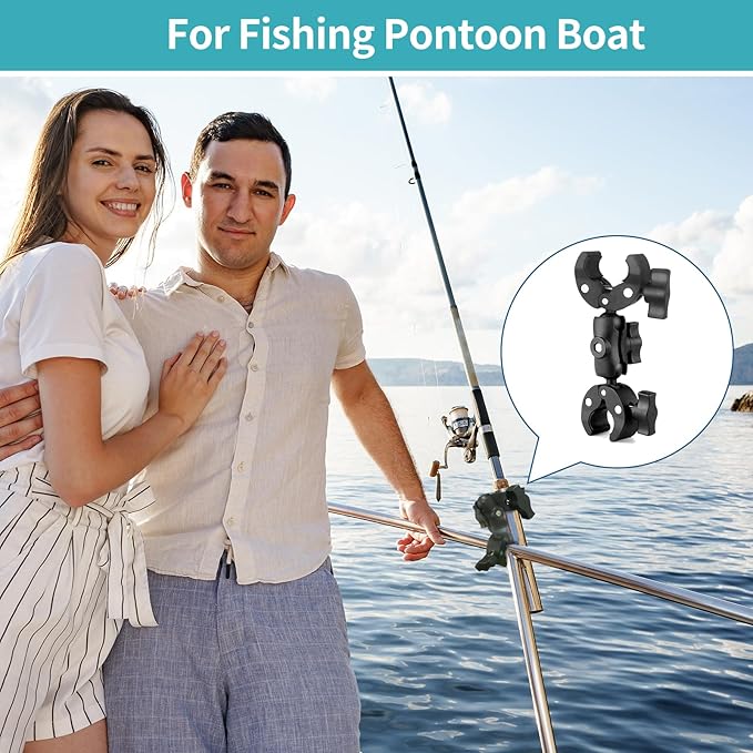 Double Clamp Mount Umbrella Chair Clamp with 360° Magic Arm, Umbrella Holder Clip for Chair Wheelchair Stroller Light Stand, Photography Reflector, Motorcycle, Live Scope Pole, Photo Boom Stand