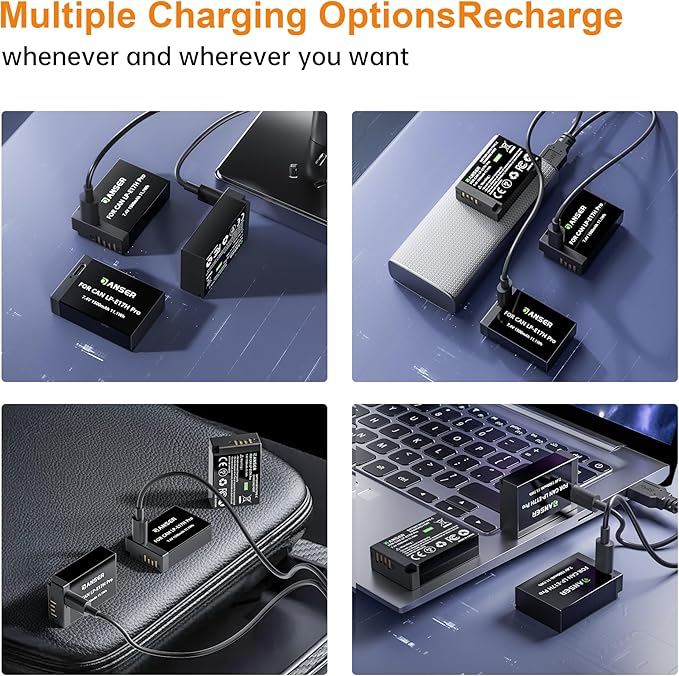 LP-E17 Battery 3-Pack and Type-C Direct Charging,1500mAh with 2-in-1 Cable Fast Charging for Canon EOS R50/R10/R8/RP/Rebel T7i/T8i/SL3 R50/R10/750D,M3, M5, M6,760D,800D,8000D Digital SLR