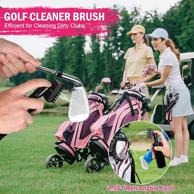Golf Club Cleaning Kit,Golf Accessories,Golf Cleaning Kit with Golf Club Cleaner Water Brush,Towel,Divot Repair Tool,Groove Sharpener,Golf Ball Alignment Complete Golf Kit
