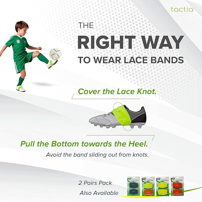 Tactia Soccer Lace Bands Youth – Premium Silicone – Lace Cover for Soccer Cleats, Soccer Shoe Lace Bands (1 Pair)