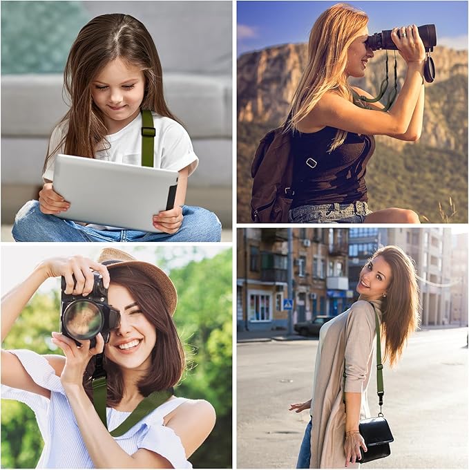 Universal Shoulder Strap, Neoprene Padded Bag Strap with Double Adjustable Buckles, Comfortable Neck Lanyard for Camera, Cellphone Tablet,iPad, Laptop, Binocular, Luggage Bag(Army Green)