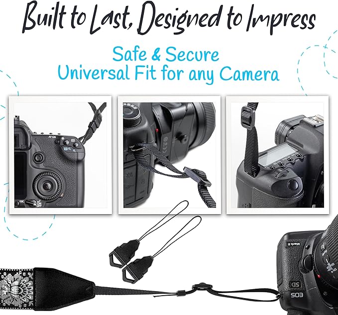 Art Tribute Camera Strap for All DSLR and Mirrorless Cameras. Add Your Name Or Initials Make It a Personalized Gift