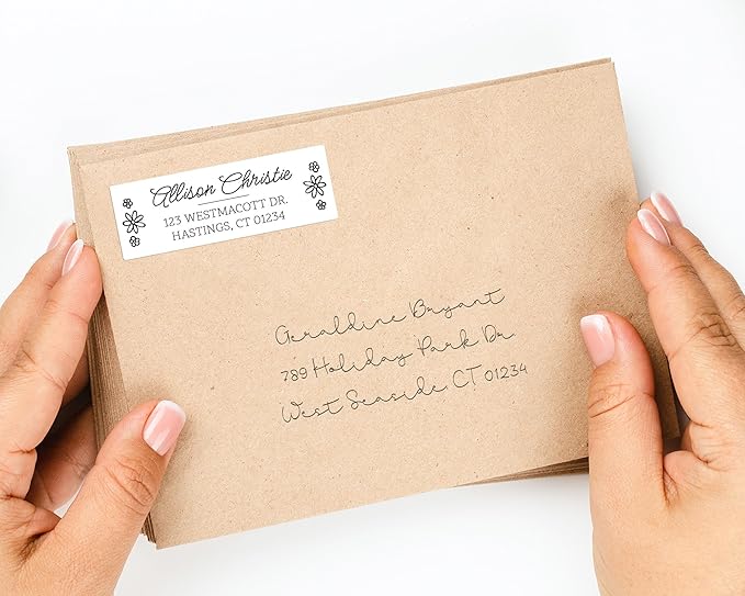 Personalized Return Address Labels - Black & White Styles - Choose Your Design - Custom Self Adhesive Stickers for Envelopes (60-960 Labels) (Elegant Style)