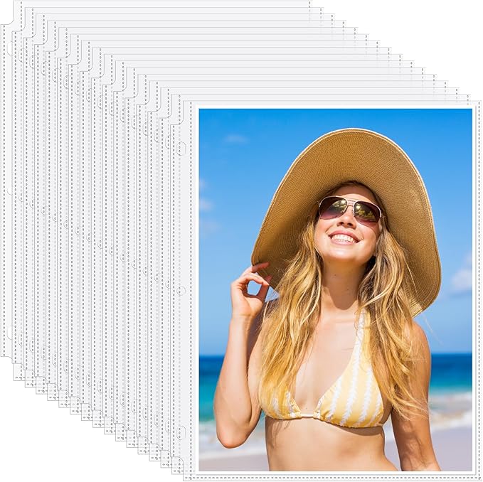 Feifeiya 150 Pack 8 x 10 Photo Sleeves for 3 Ring Binder(for 300 Pictures) archival Photo Page Protectors Holds Clear Plastic Refill Pages Plastic Album Refill Pages