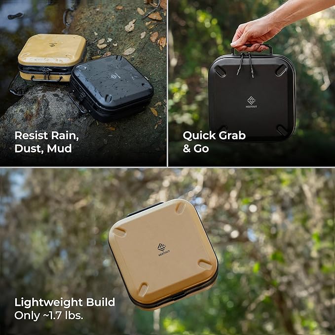ELECOM NESTOUT Gear Storage Case, Lightweight Hard Shell, Water-Resistant, Stackable Organizer with Padded Dividers, Impact Resistant, Fits Travel Outdoor Batteries Tech Accessories (Black)