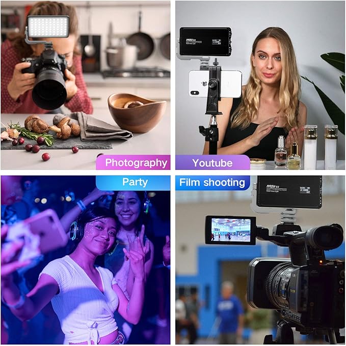 G2 Pocket RGB Camera Light,Built-in 7200mAh Rechargeable Battery 360°Full Color Gamut 9 Light Effects,2600-10000K LED Video Light Panel with Aluminum Alloy Body, Adjustable Tripod Stand