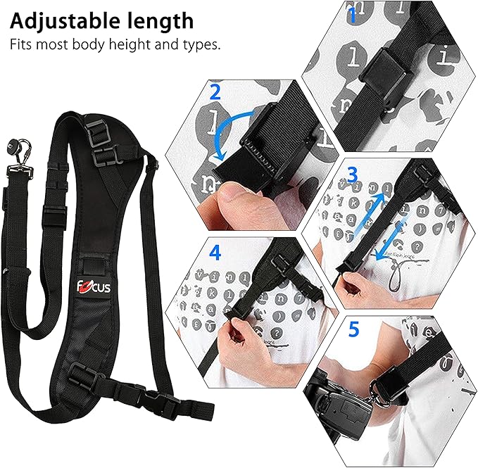 Fotasy Ergonomic Design Camera Sling Strap, Adjustable Camera Neck Strap, w/Quick Release and Safety Tether, Compatible with Canon Fujifilm Nikon Olympus Panasonic Pentax Sony Cameras