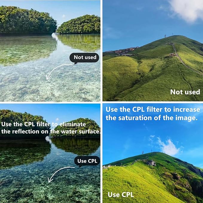 CPL Filter for iPhone 17/16/15/14/13/12/11/Pro/Max/Samsung.58mm Clip-on Polarizer Polarizing Lens for Phone. (58mm CPL)