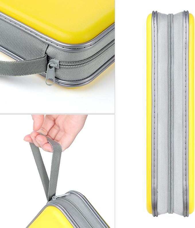 alavisxf xx CD Case, 96 Capacity Hard Plastic CD Holder Protective DVD Disc Storage Case Holder Portable Zipper CD DVD Organizer Storage Wallet for Car Home Travel (96 Capacity, Yellow)