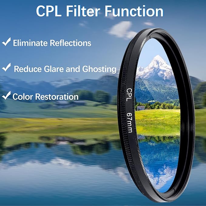 67MM CPL Filter for All Smartphones, Clip On Phone Filter Kit with Lens Cover and Protect Box, Universal Phone Clip Polarized Lens Compatible with iPhone 16 Pro Max 15 14 13