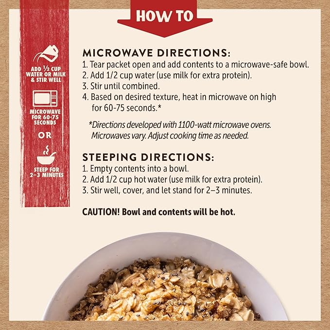 Kodiak Cakes Peak Instant Oatmeal Packets, Maple Brown Sugar, High Protein,100% Whole Grains, 6 box with 4 packets each (Total of 24 packets)