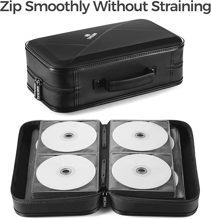 CD Case DVD Holder Storage: 144 Capacity DVD Cases Organizer Portable Wallet Storage - CD Plastic Protective Carrying Binder for Home Travel (Black)