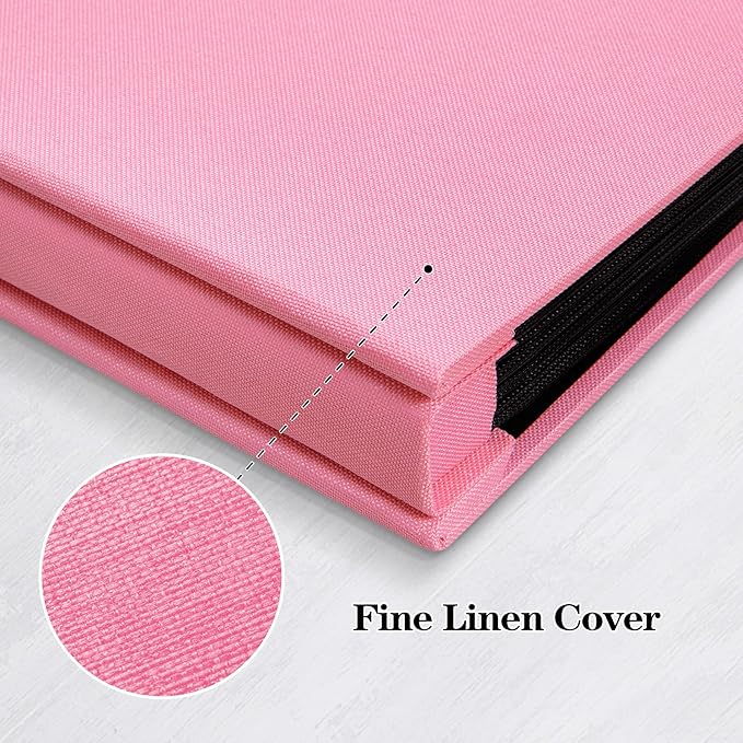 Mublalbum Small Photo Album 4x6 200 Photos Linen Cover Picture Book with Horizontal Pockets for Wedding Family Anniversary and Baby (Pink)