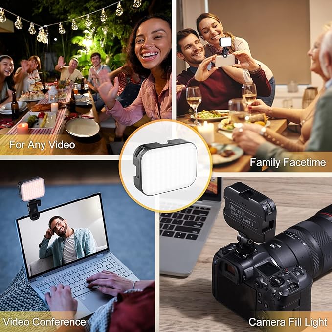 ULANZI VL100X Selfie Light, LED Video Camera Light, Portable Clip on Light Panel for Camera/Phone/Laptop/Tablet/Computer, 2000mAh, 2500-6500k Rechargeable Fill Light for Picture/TikTok/Makeup/Vlog
