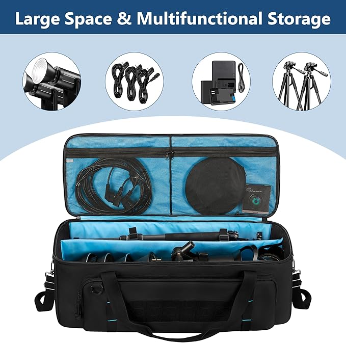 samdew 30'' Tripod Travel Bag, Photo Studio Equipment Case with Secure Buckles & Lens Storage Pocket, Large Photography Organizer for Light Stand, Monopod, Mic Stand, Camcorder, up to 30", Bag Only