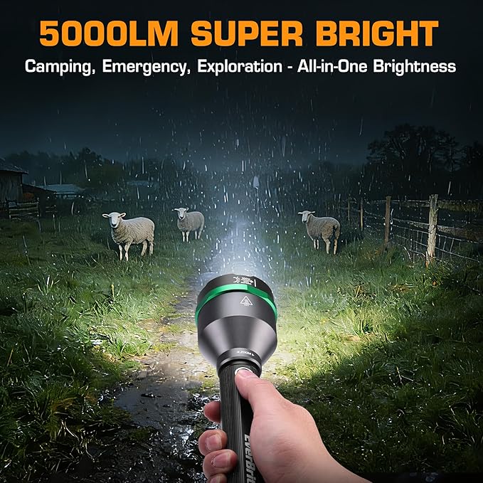 EverBrite 5000 High Lumens Rechargeable Flashlight, 5 Modes Zoomable Tactical Flash Light High Powered, LED Super Bright Spotlight for Hunting Hiking Camping Home Emergency& Survival Gear
