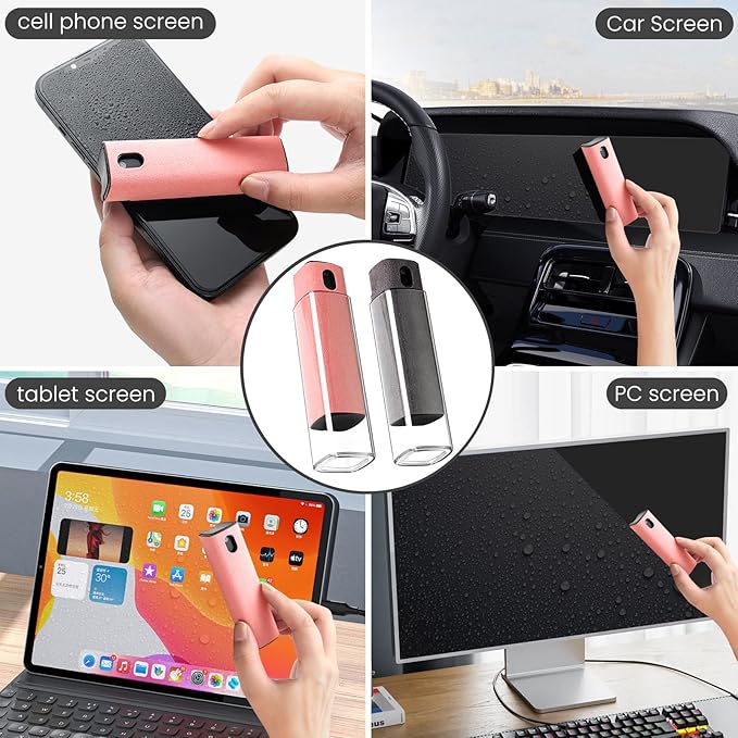 Screen Cleaner Kit 4 Pcs, Two in One Screen Cleaner Spray and Wipe, Touchscreen Mist Cleaner Spray Bottle for Phone/Laptop/Tablet/TV/Monitor/Car Screens